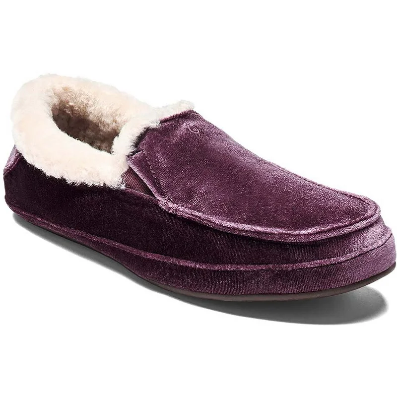 Ku'Una Lanui Womens Velvet Shearling Lined Moccasin Slippers Aesthetic  