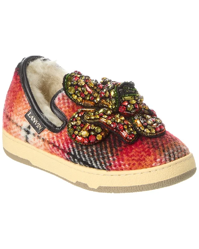 LANVIN Cosy Wool Slipper Open - Lacing Derby Look  