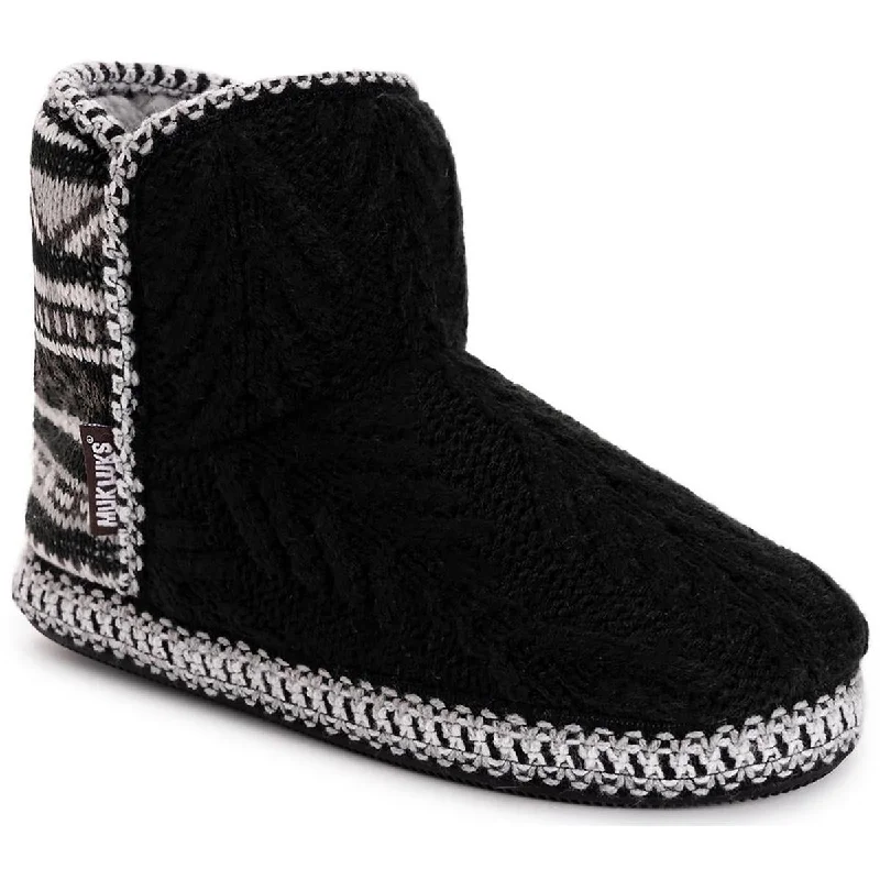 Leigh Womens Pattern Pull on Bootie Slippers Retro Plimsoll Style  