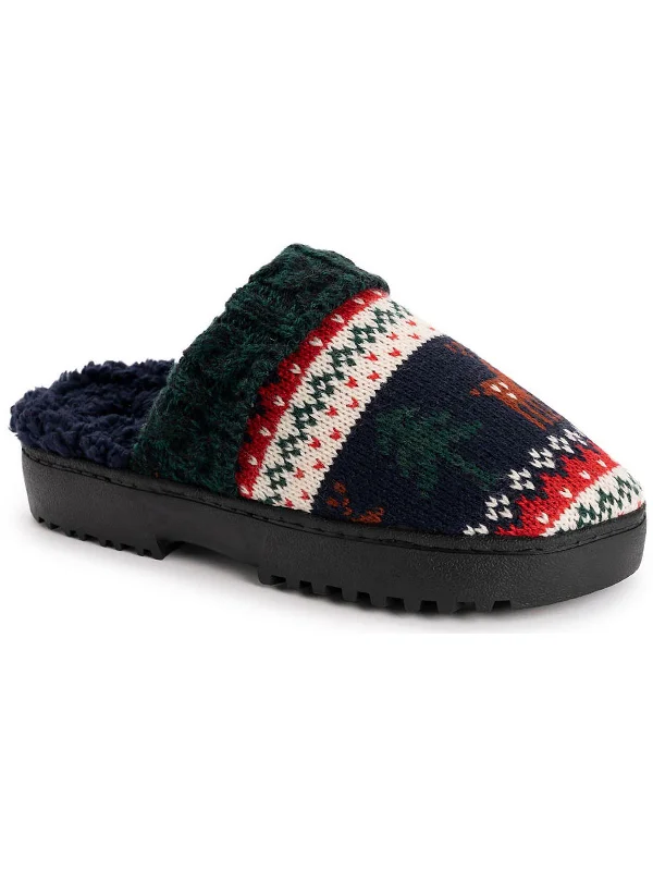 Minette Womens Faux Fur Lined Slip-On Slide Slippers Comfortable Derby Style  