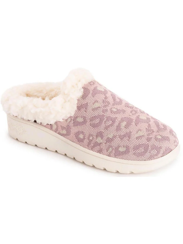 Nony Flyknit Womens Faux Fur Lined Comfy Scuff Slippers Open - Lacing Derby Look  