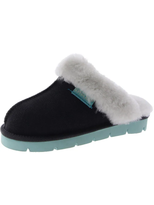 ONAGER Womens Shepskin Slip on Slide Slippers Tailored Oxford Style 