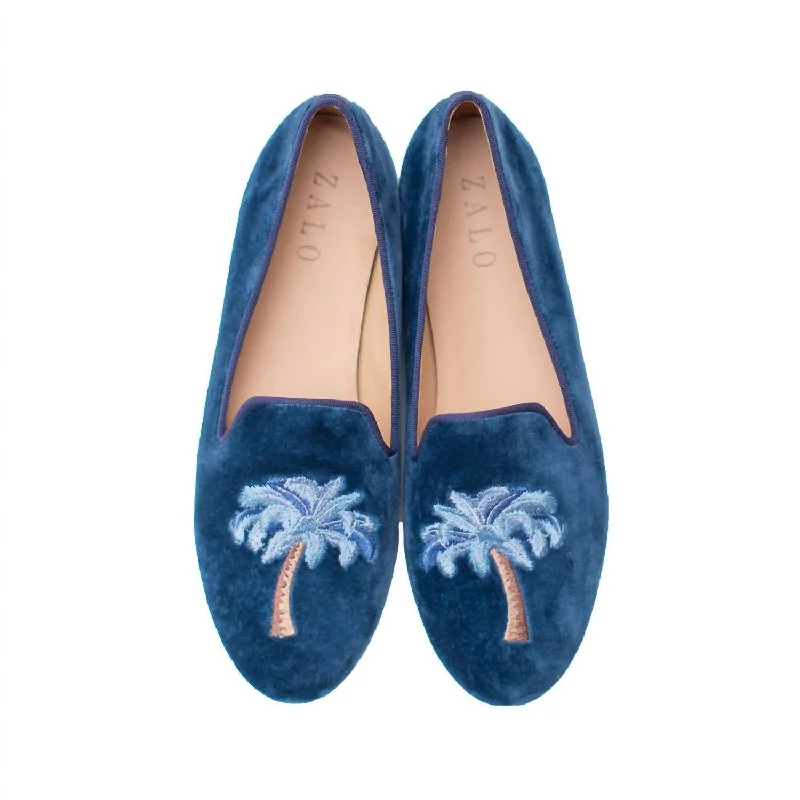 Palm Tree Slipper In Blue Smoke Rubber - Sole Plimsoll Look  