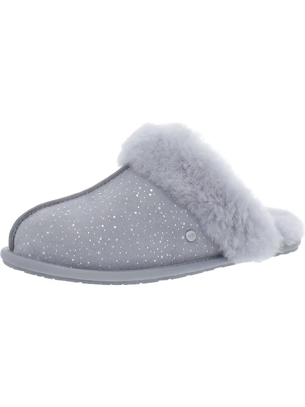 Scuffette II Metallic Spots Womens Leather Comfy Scuff Slippers Upcycled Shoe Look  
