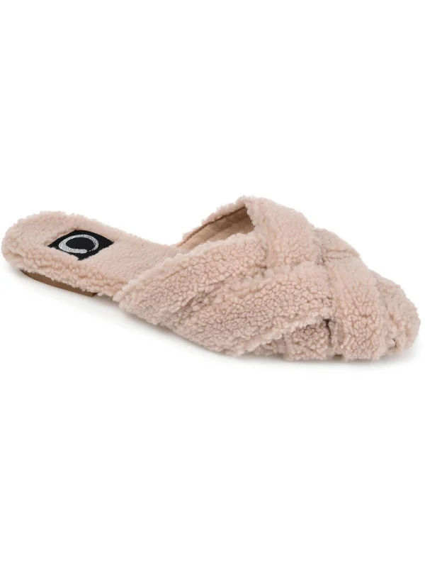 SEREENA Womens Faux Fur Slip on Slide Slippers Minimalist Sneaker Style  