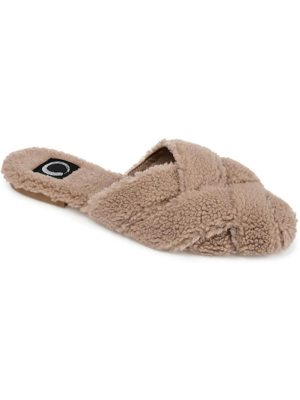 SEREENA Womens Slip on Flat sole Slide Slippers Monochromatic Shoe Look  
