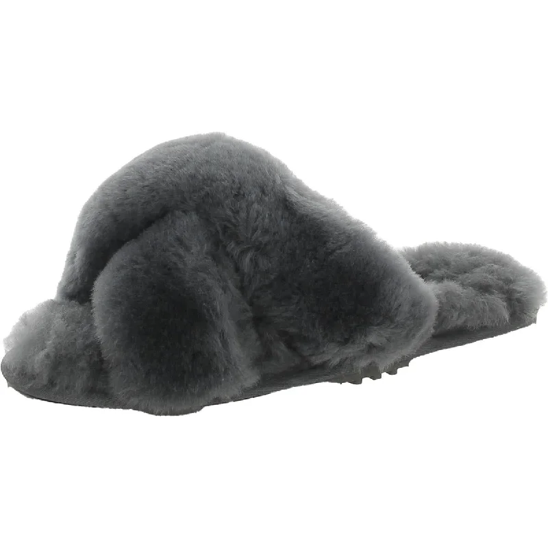 Serenity Womens Sheepskin Flat Slide Slippers Brogue Oxford Aesthetic 