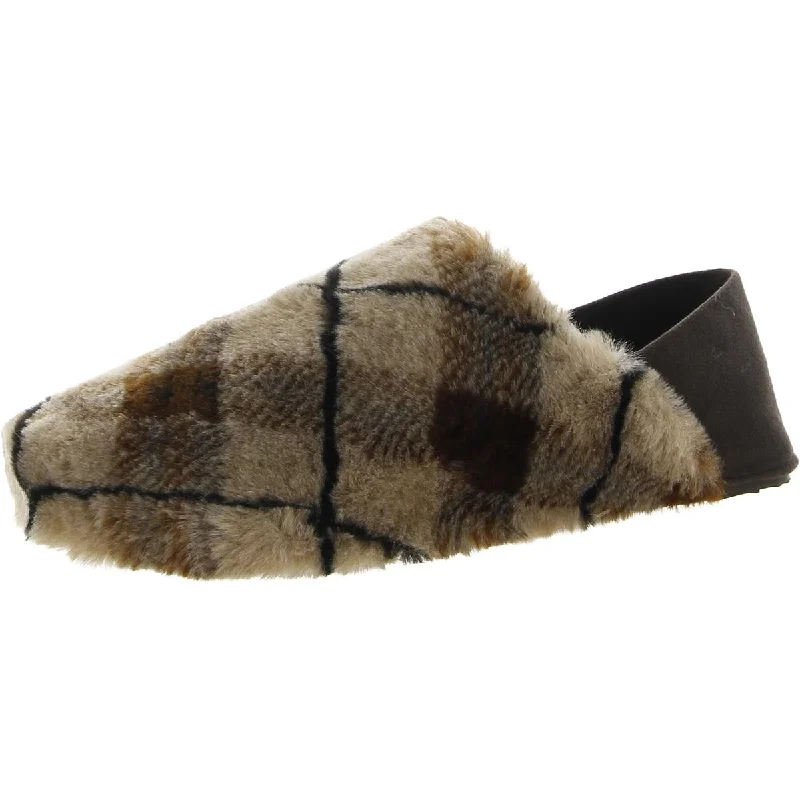 Shearling Womens Faux Fur Slip On Loafer Slippers Single - Buckle Monk Look  