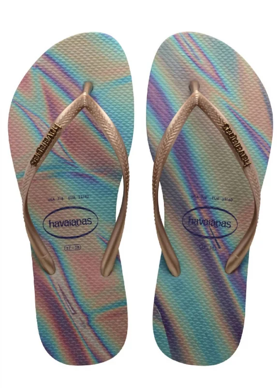 Slim Iridescent Sandal In Sand Gray Loose - Fit Slipper Style  