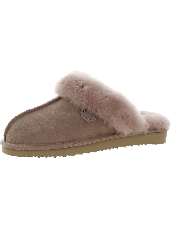 Sydney Womens Suede Shearling Scuff Slippers Single - Buckle Monk Look  