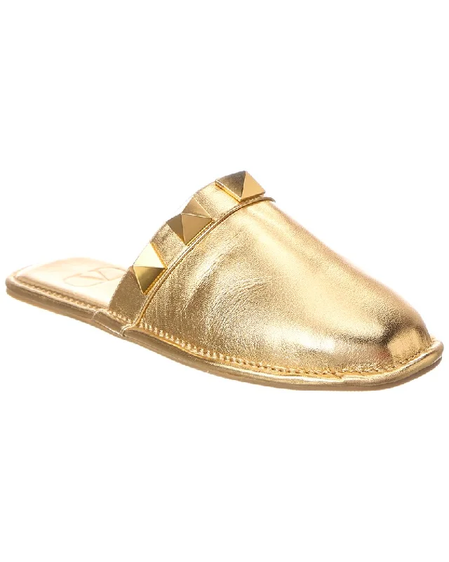 Valentino Roman Stud Leather Slipper Art Deco - Inspired Shoe Look  