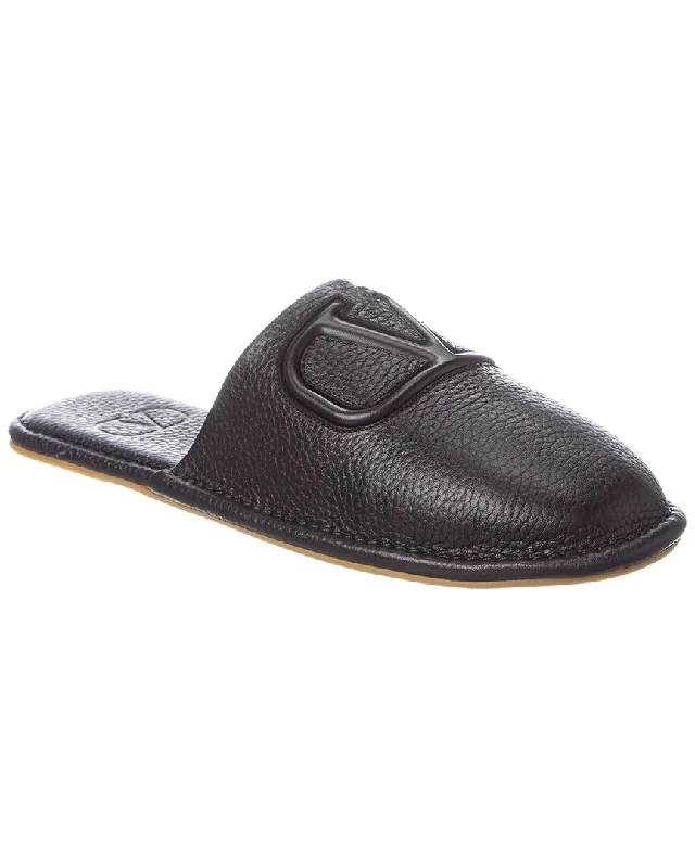 Valentino VLogo Grainy Leather Slipper Minimalist Sneaker Style  