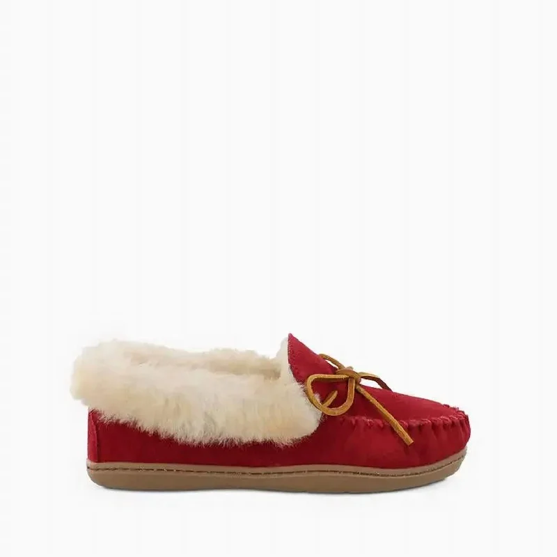 Women's Alpine Sheepskin Moc Slippers In Red Blue Coast Loafer Aesthetic 
