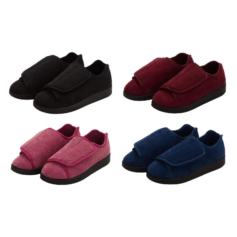 Women's Antimicrobial Extra Extra Wide Easy-Closure Slippers Ankle - High Military Boot Style  
