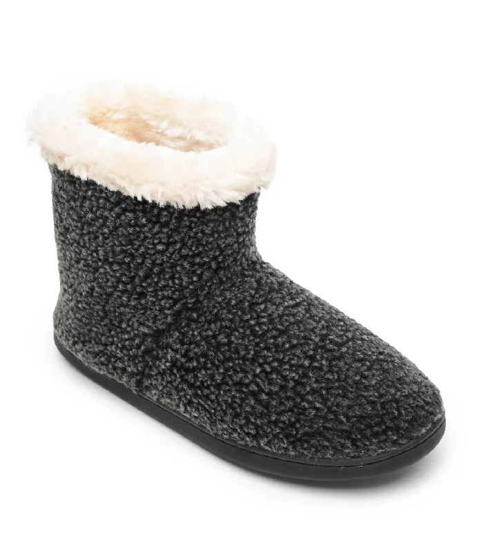 Women's Betty Bootie Slippers In Charcoal Moccasin Soft - Sole Style  