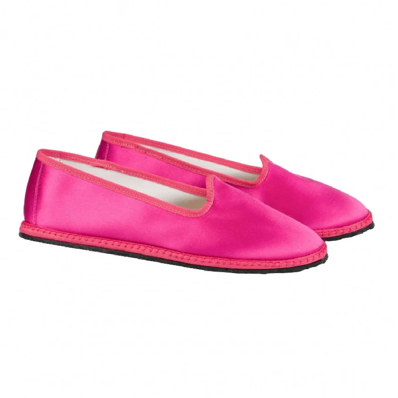 Women's Classic Silk Furlana Slippers In Fragola Elastic - Sided Chelsea Look  