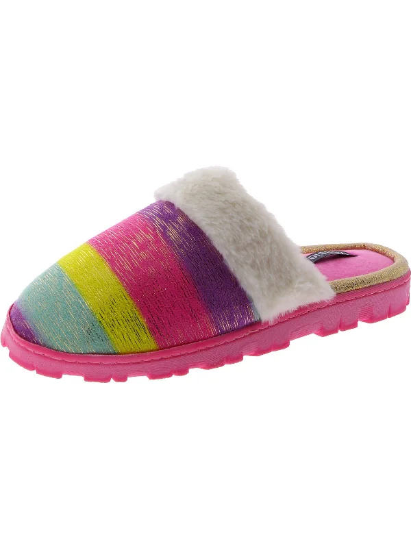 Womens Faux Fur Round toe Slide Slippers Aesthetic  