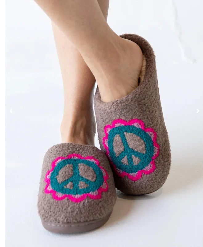 Women's Icon Slippers In Grey Camouflage Print Boot Style  