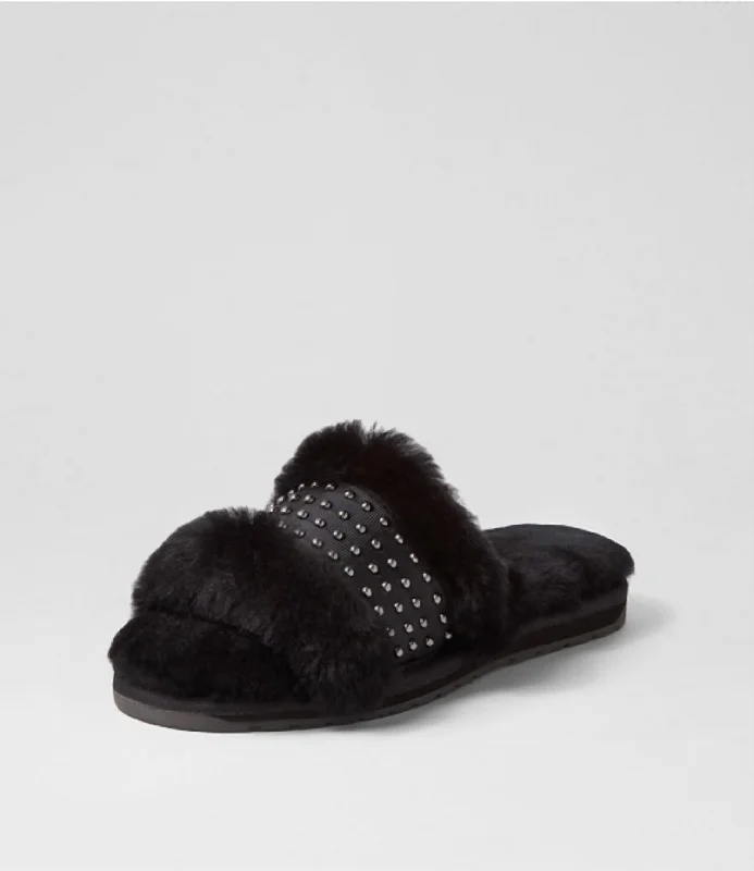 Women's Ivy Slippers In Black Hip - Hop Sneaker Style  