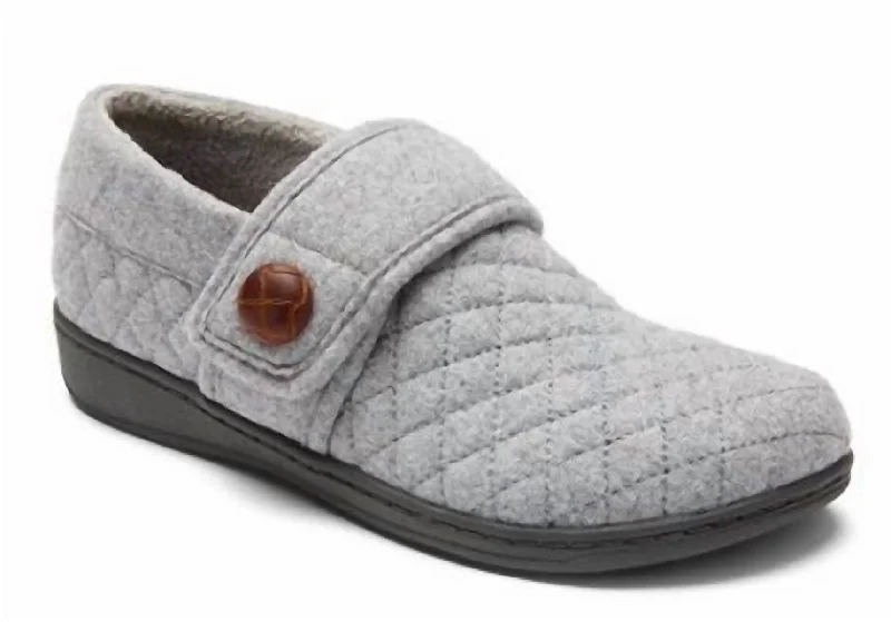 Women's Jackie Terry Cloth Slipper In Light Grey Victorian - Era Boot Style  