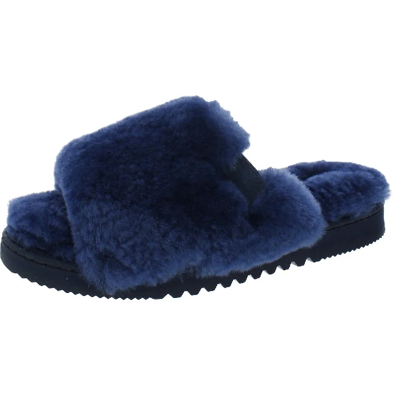 Womens Leather Slip On Slide Slippers Comfortable Derby Style  