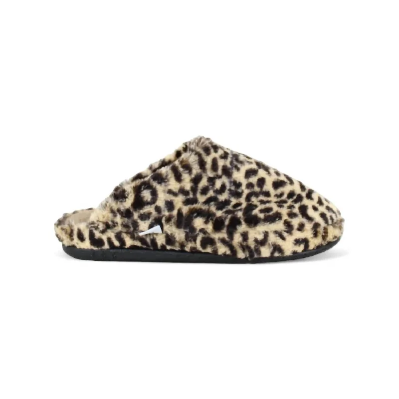 Women's Leisure Slipper In Cheetah Ankle - High Military Boot Style  