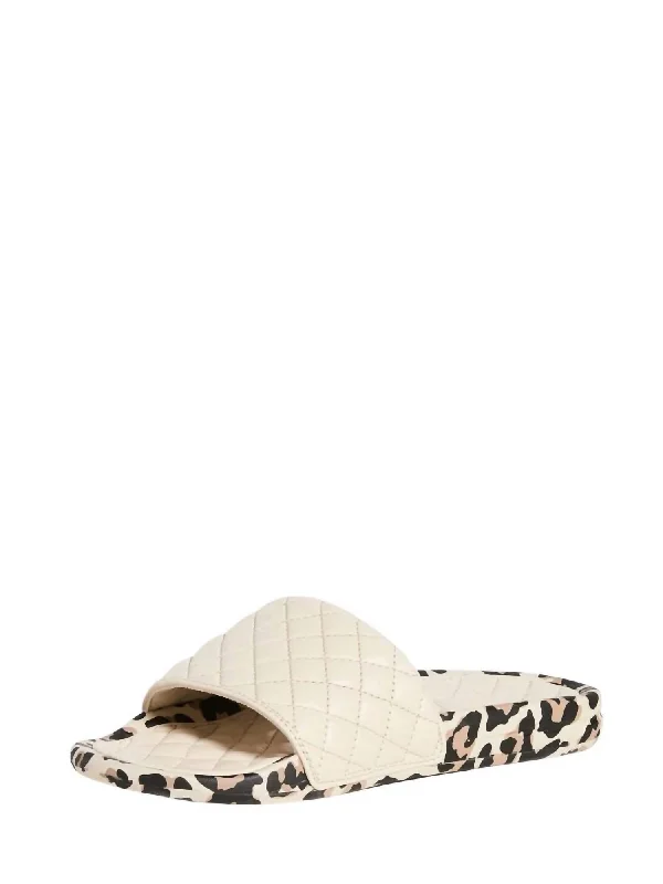 Women's Lusso Slides In Parchment/leopard Retro Plimsoll Style  