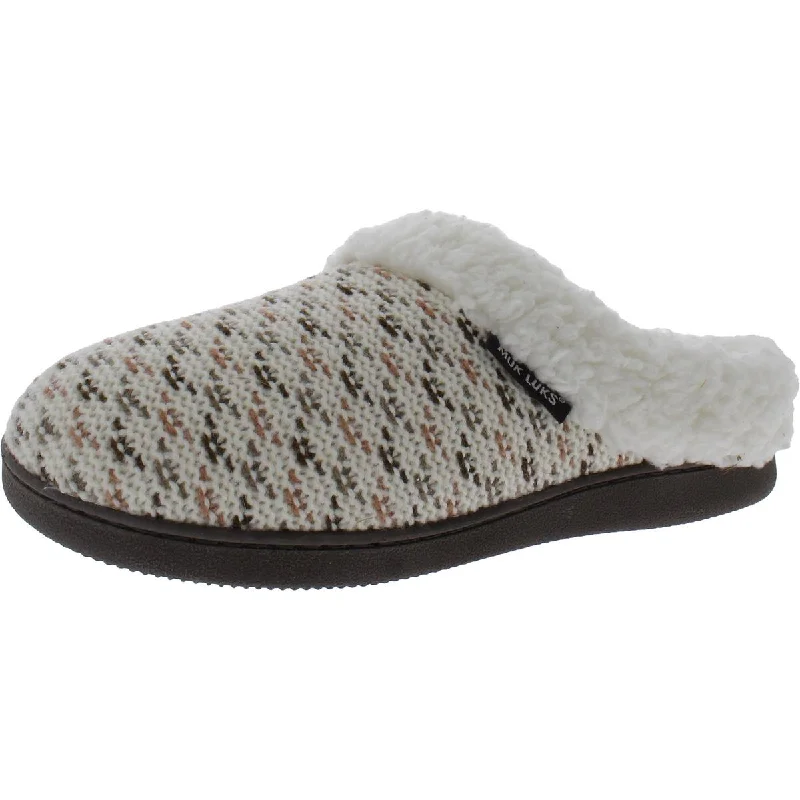 Womens Metallic Faux Fur Lined Slide Slippers Chunky Platform Sneaker Style  
