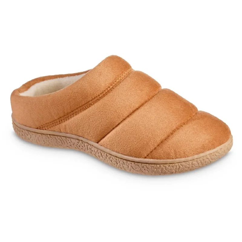 Women's Microsuede Puffer Clog Slipper In Bucksin Neon - Accent Sneaker Look  