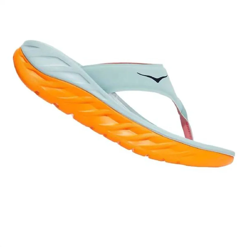 Women's Ora Recovery Flip Flop In Blue Haze/bright Marigold Leather Driving Shoe Style  
