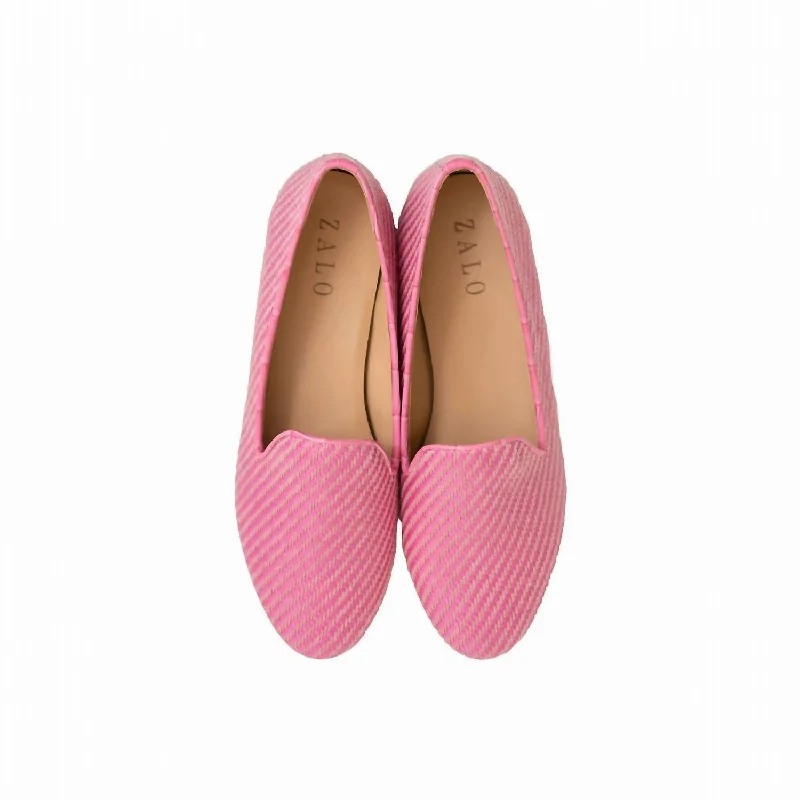 Women's Raffia Slipper In Fuchsia Distressed Leather Shoe Style  