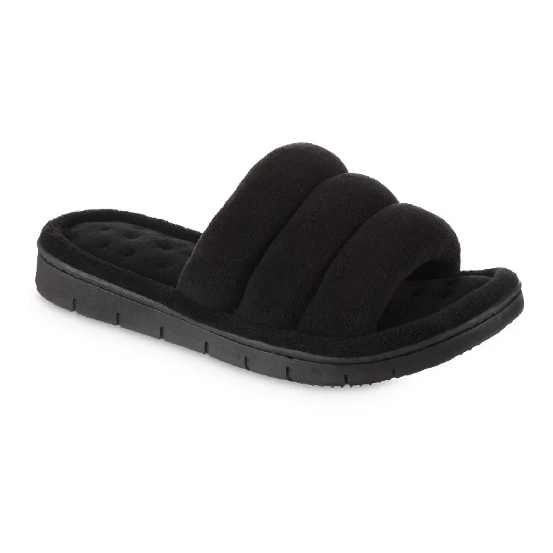Women's Recycled Aster Slide Slipper In Black Strap - Up Sandal Resort Style  