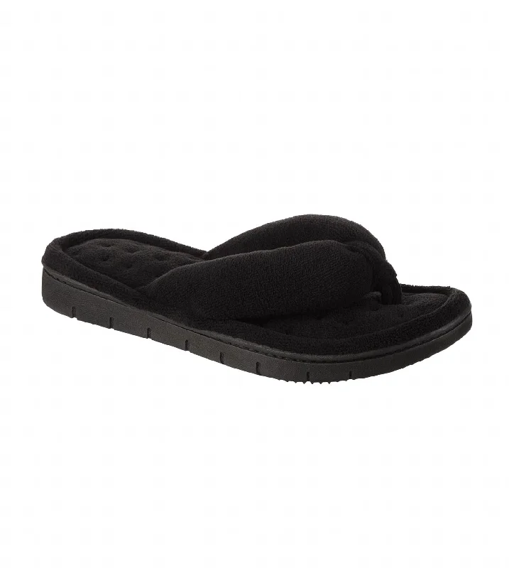 Women's Recycled Aster Thong Slipper In Black Memory - Foam Slipper Look  