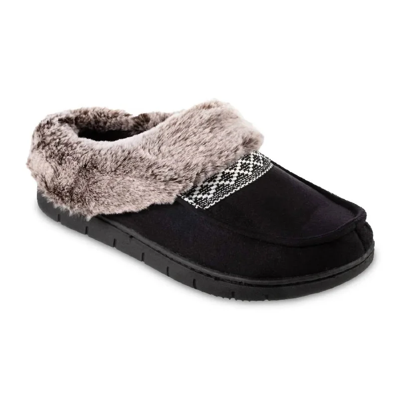 Women's Recycled Microsuede And Faux Fur Hoodback Slipper In Black Waterproof Hiking Boot Design Women's Recycled Microsuede And Faux Fur Hoodback Slipper In Black Waterproof Hiking Boot Design