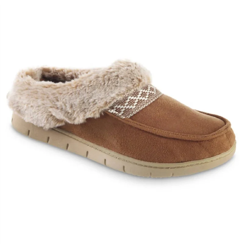 Women's Recycled Microsuede And Faux Fur Hoodback Slipper In Cognac Hip - Hop Sneaker Style  