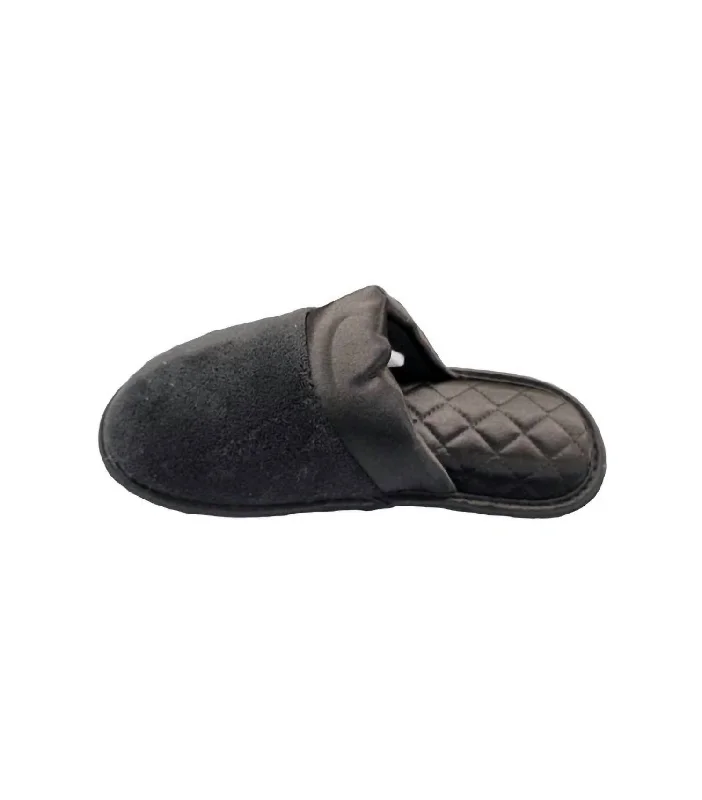 Women's Recycled Microterry And Satin Eco Clog Slipper In Black Combat - Inspired Military Boot Look  