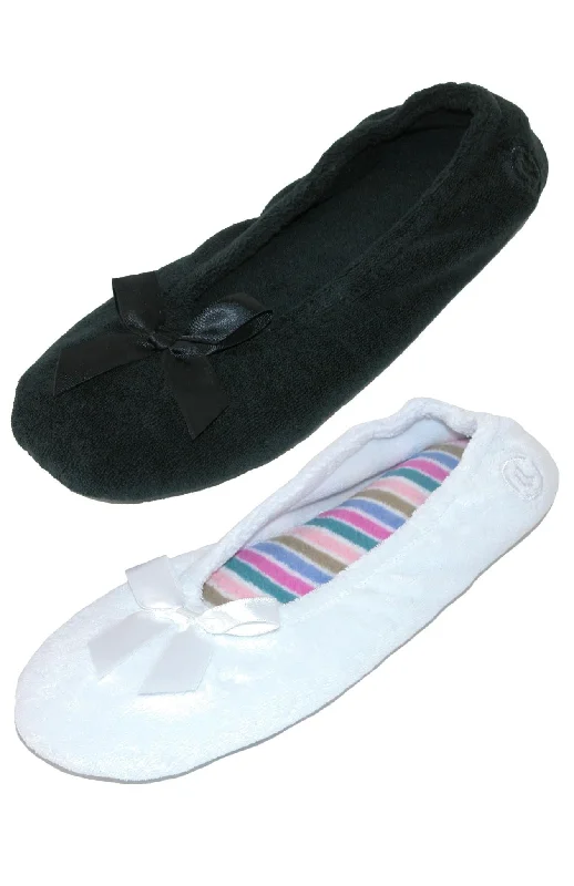 Women's Terry Classic Ballerina Slippers (Pack of 2) Artisan - Crafted Loafer Style  