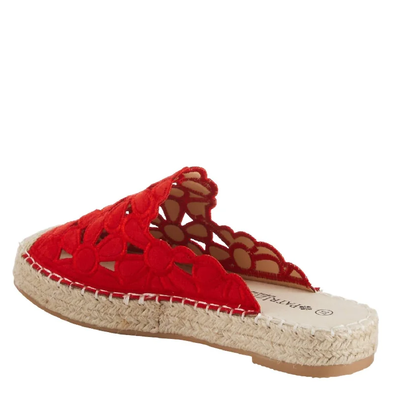 Women's Tilly Slippers In Red Upcycled Shoe Look  