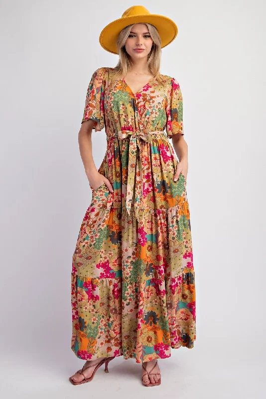 Floral Printed Challis Maxi