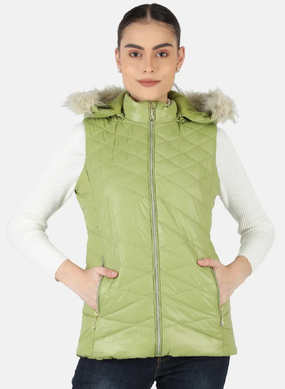 Women Green Solid Jacket