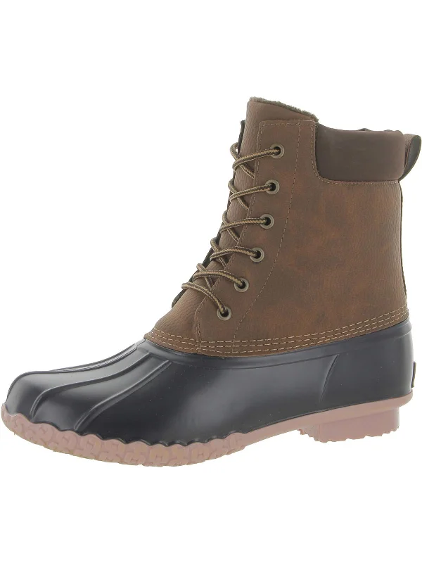 Adam II Mens Faux Leather Round Toe Combat & Lace-up Boots Performance Running Sneaker Look  
