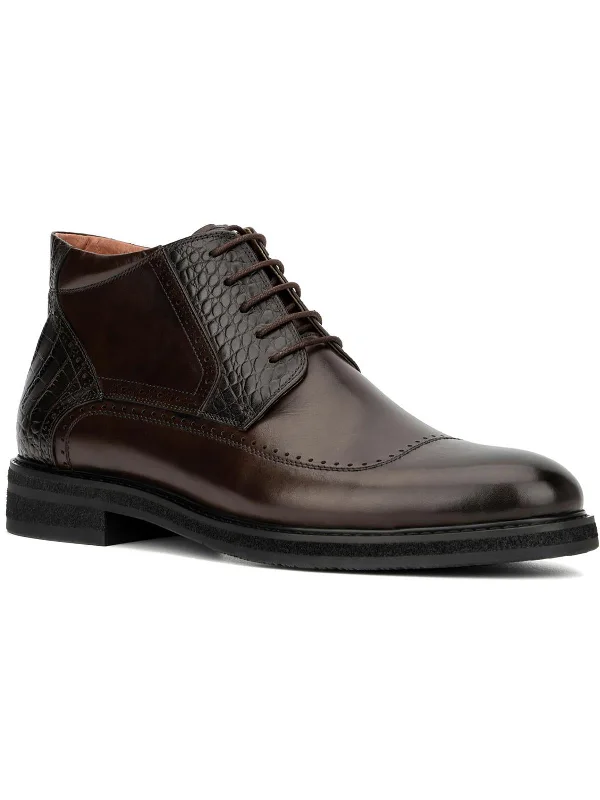 Alexander Mens Leather Ankle Chelsea Boots Combat - Inspired Military Boot Look  