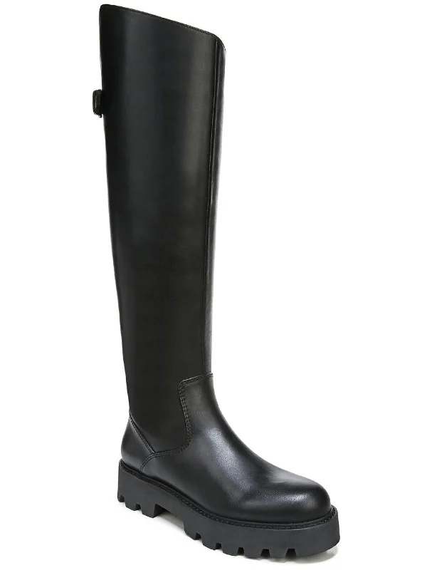 Balin Womens Leather Tall Knee-High Boots Upcycled Shoe Look  