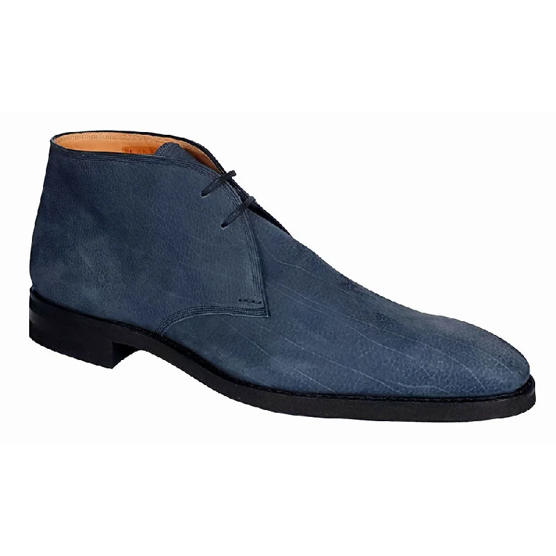 Bally Skiligny 6237888 Men's Midnight Blue Grained Calf Leather Desert Boots Casual Loafer Style          