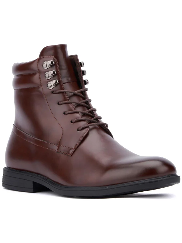 Braylon Mens Faux Leather Round Toe Combat & Lace-up Boots Slide Sandal Beach Style  