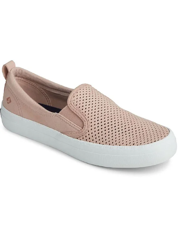 Crest Womens Faux Suede Perforated Slip-On Sneakers Leather Driving Shoe Style  