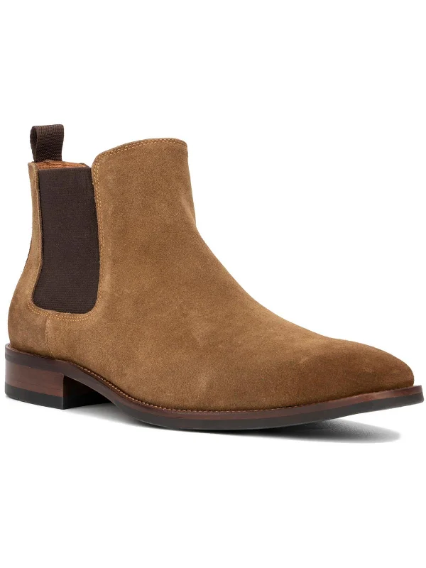 Evans Mens Suede Ankle Chelsea Boots Open - Lacing Derby Look  