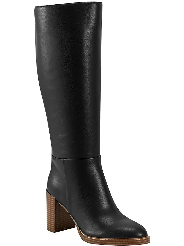 Gabey 3 Womens Faux Leather Wide Calf Knee-High Boots Dressy Chelsea Boot Style 