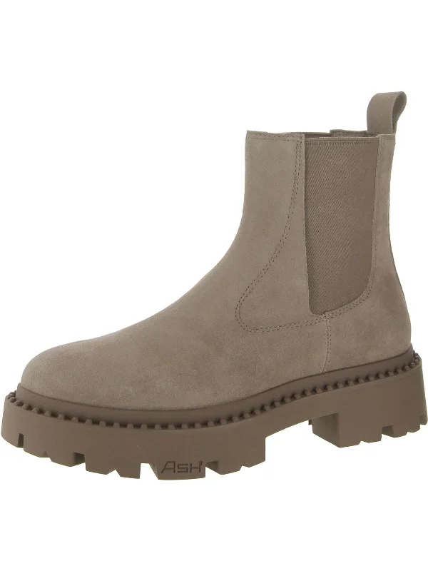 Genesis Womens Leather Lugged Sole Chelsea Boots Suede Desert Boot 