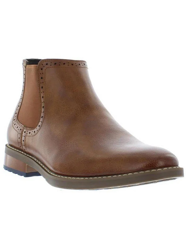 Geo Mens Faux Leather Ankle Chelsea Boots Skateboarding Sneaker Style  